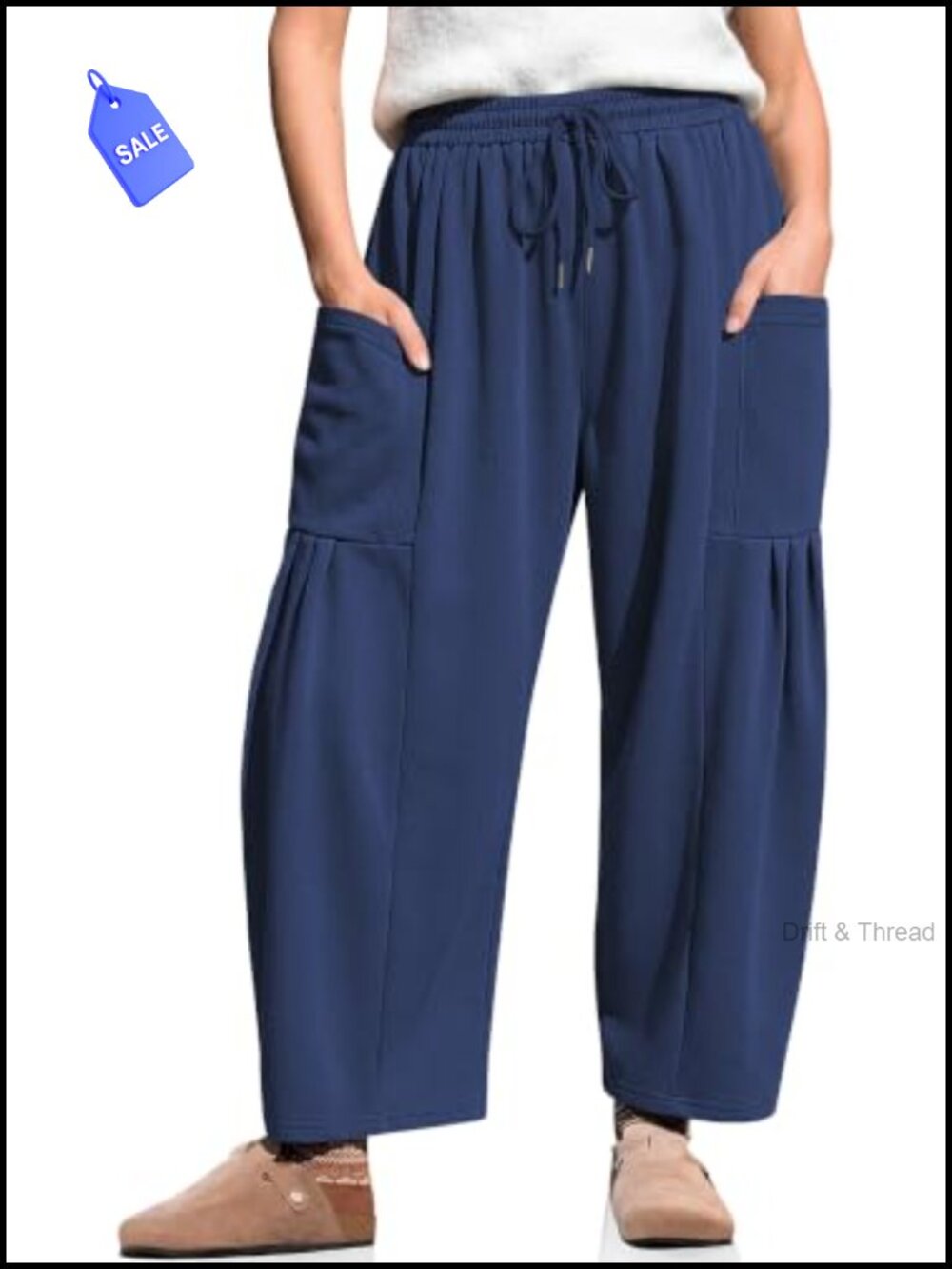 Wide Leg Sweatpants Women Cotton Blend High Waist Pockets